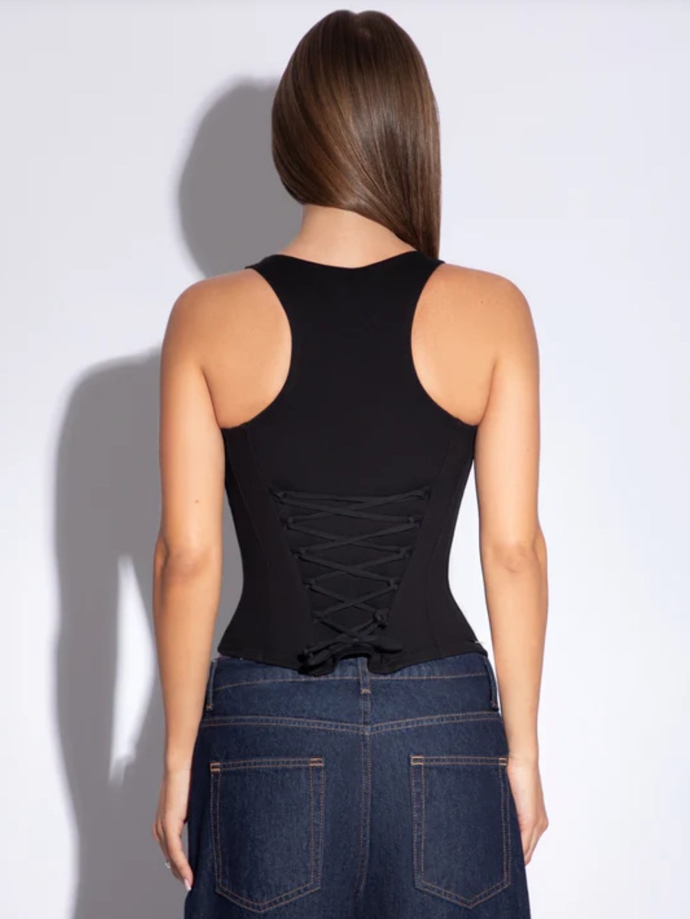 NWOT TA3 Corsety Scoop Neck Tank - Black - Picture 3 of 7